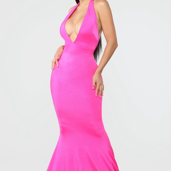 pink halter maxi dress